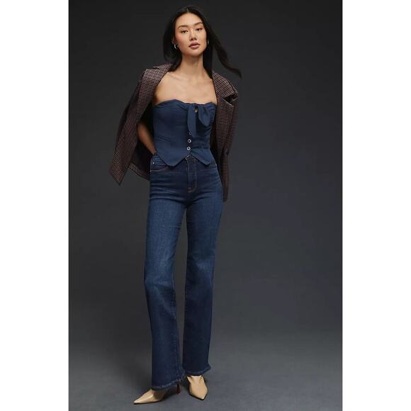 Avec Les Filles Jeans “It Girl” High-Rise Flare Stretch Denim Womens Size 28 EUC - Picture 7 of 14